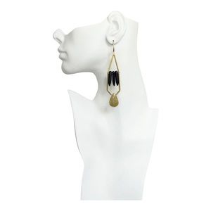 Geometric Black Spike Earrings